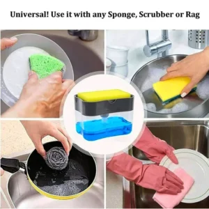 Dish Soap Dispenser and Sponge Holder for Kitchen Sink